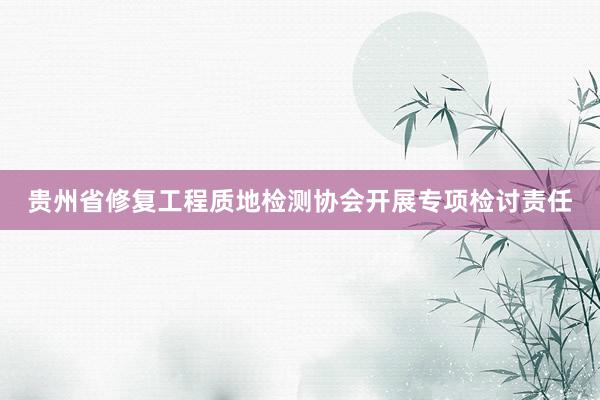 贵州省修复工程质地检测协会开展专项检讨责任